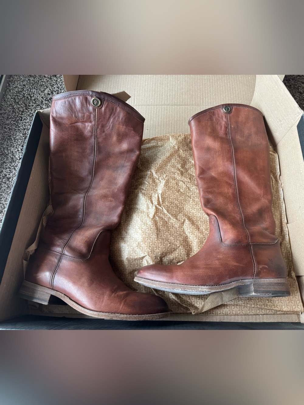 Frye Tall Smooth Leather Riding Boots in Dark Brown - Picture 6 of 12